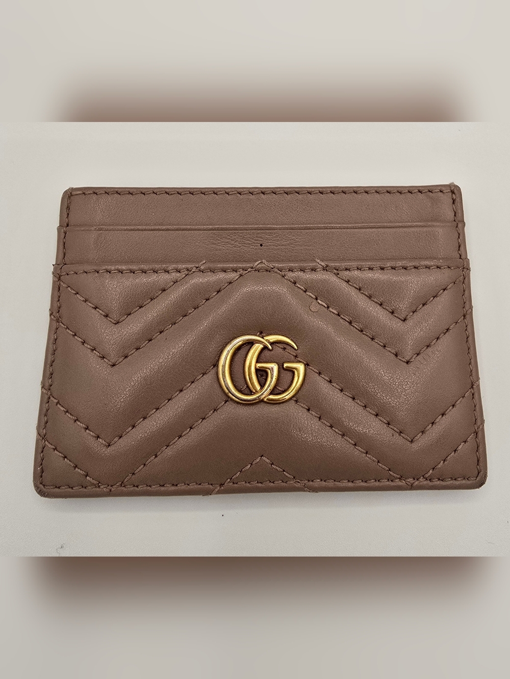 Gucci GG Marmont Dusty Pink Leather Card Case with Gold Double G - Picture 2 of 10